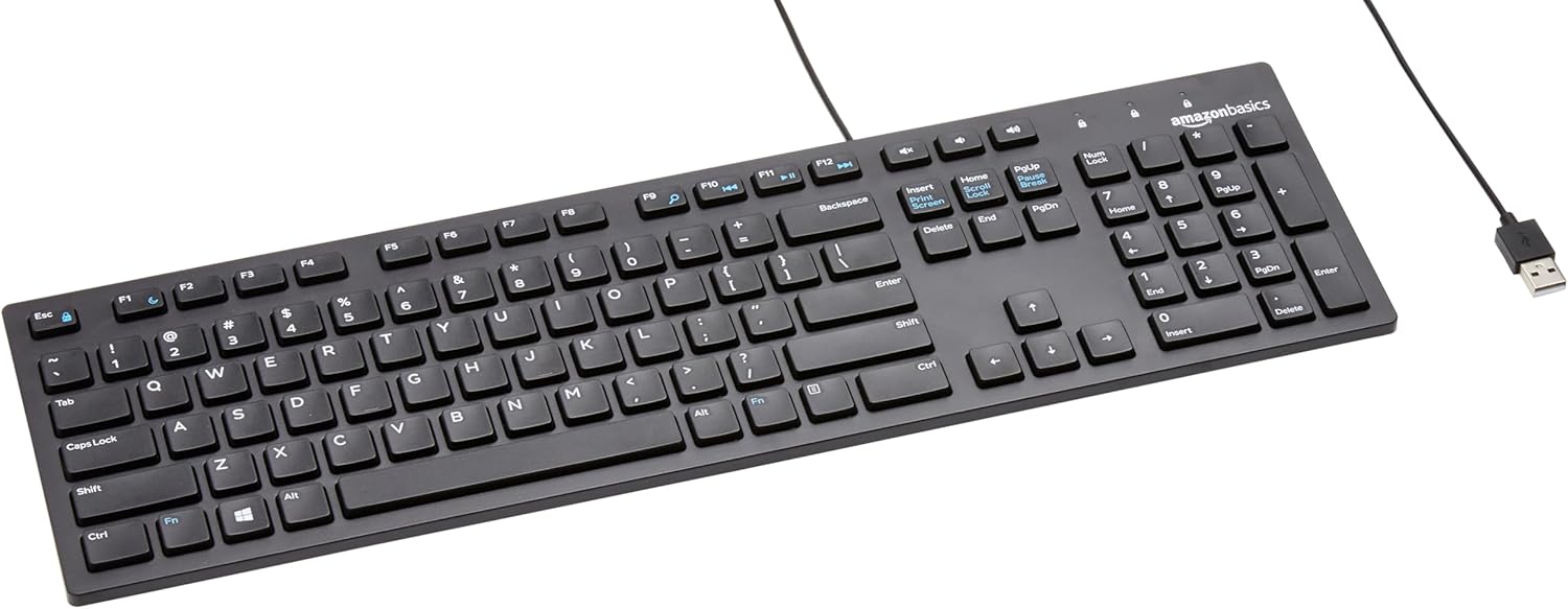 Amazon Basics Low-Profile Wired USB Keyboard